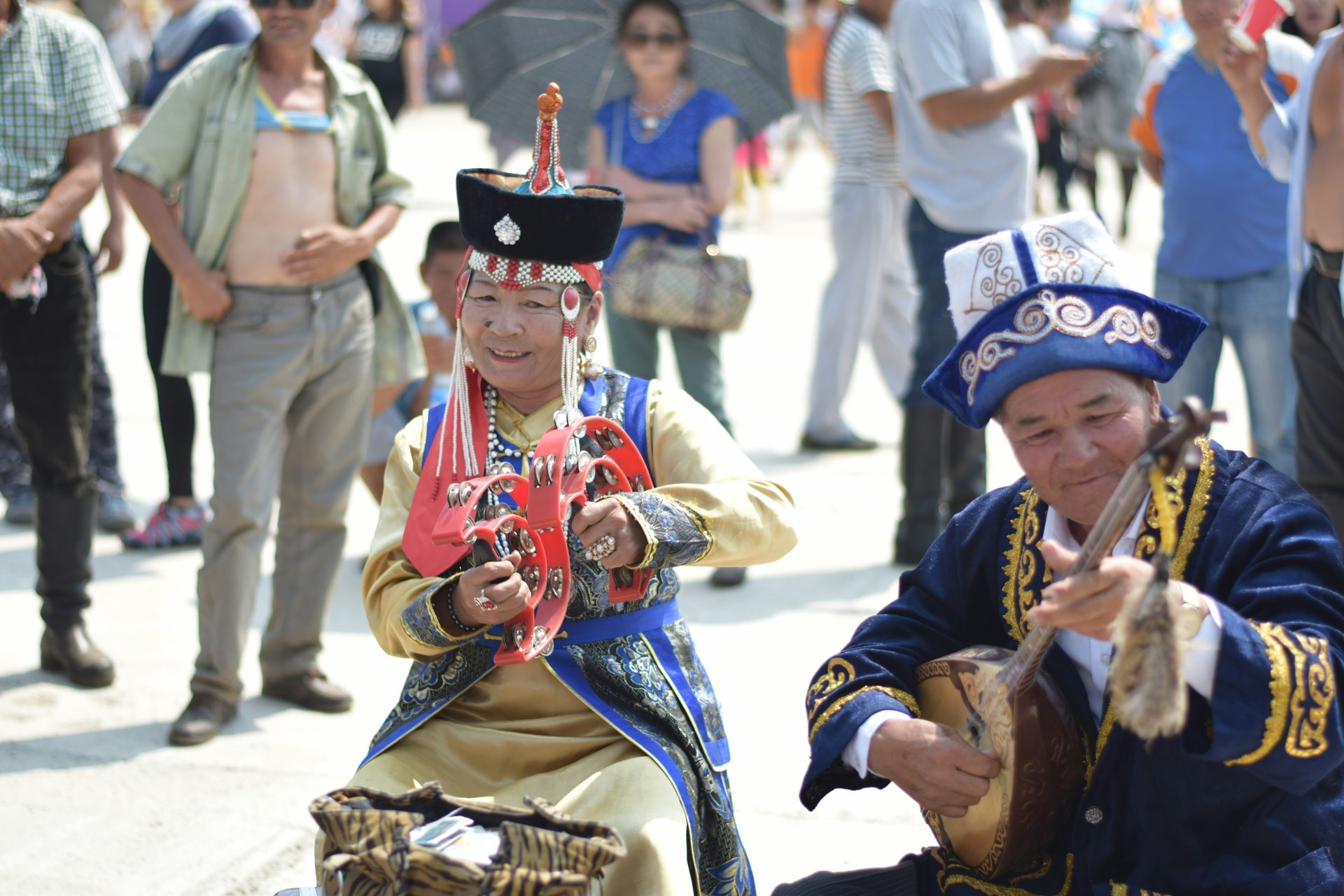 Deux musiciens mongols, Oulan Bator, Mongolie