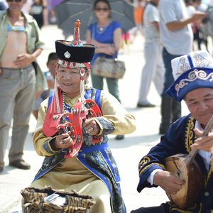 Deux musiciens mongols, Oulan Bator, Mongolie