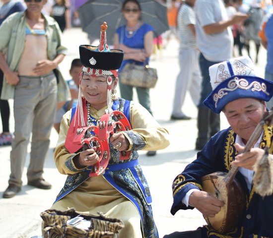 Deux musiciens mongols, Oulan Bator, Mongolie