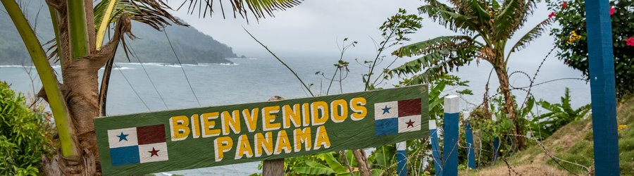 Pancarte de bienvenue sur la plage de Panama