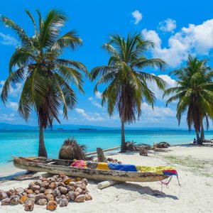 Plage sur l'île de San Blas, Panama